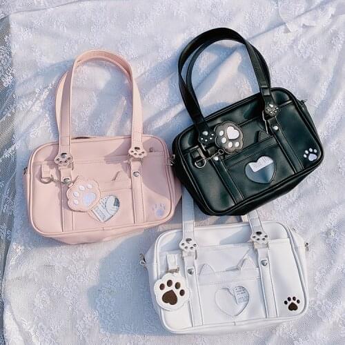 Lovely Cat Claw Design Student JK Uniform Shoulder Bag Harajuku Itabag Anime Soft Girl Kawaii Messenger Bag Fashion PU Handbags