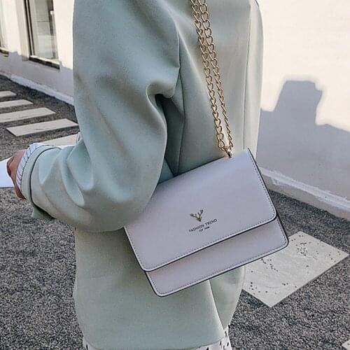 All-match PU Leather Crossbody Bags For Women 2020 New Fashion Luxury Chain Shoulder Bags small Square Tote Female Flap Purse