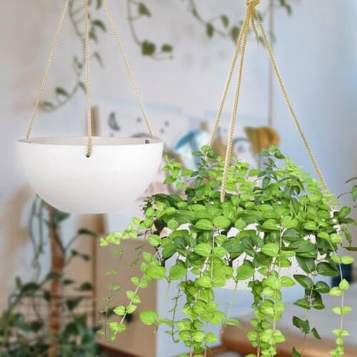 Modern Style Flower decoration Pot Plant Hanger Holder Planters Plastic With Nylon Rope For Home Garden Plant Hanging Pot Basket