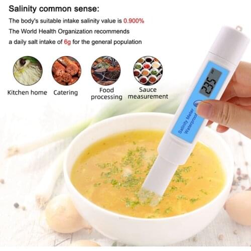Waterproof Digital Salinity Meter Precision 0~199.9ppt Salinity Checker Health Soup Food Sea Aquarium Salt Salimeter Electrode