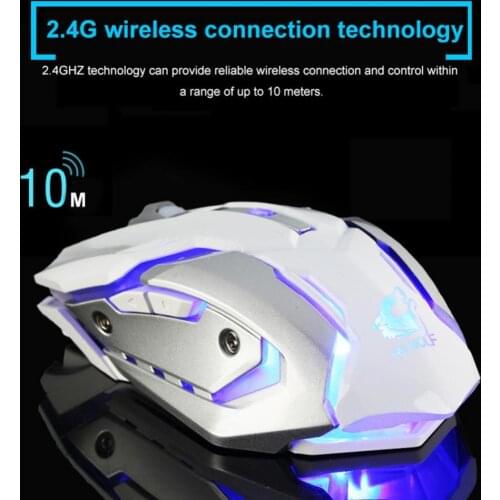 X7 7 Colors Light Mouse 1200DPI Silent 6 Buttons Three gear DPI Adjustment Rechargeable Wireless Optical Gaming Mouse for PC