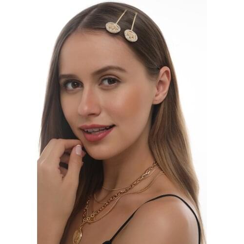 New Baroque Vintage Crystal Beaty Head Hair Clips for Women Punk Hair Jewelry Coin Hairpins Fashion Female Hair Accessories 2021