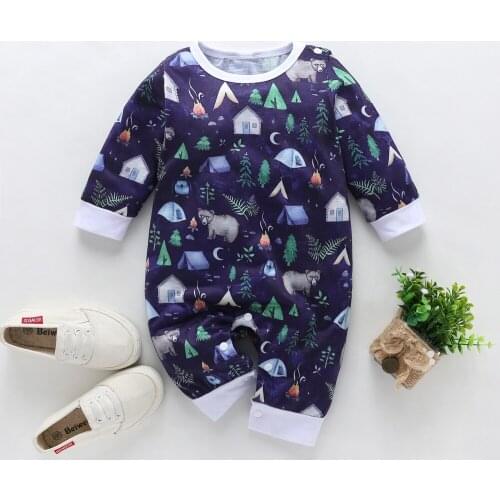 ZWF229 Boy Romper Cartoon Elephant Romper Jumpsuit Playsuit Outfits Toddler Boy Clothes Cotton O-neck baby onesie roupa infantil