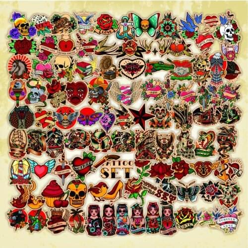 10/30/50/100PCS Retro Old School Tattoo Cool Stickers Skateboard Laptop Guitar Car Luggage Graffiti Decal Home Doodle Sticker