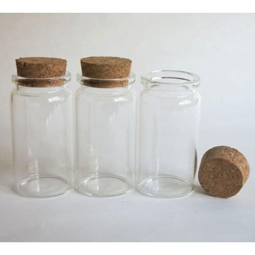 360 x 50ml Glass Bottle with Wooden Cork 50cc Clear Glass Sample Vial Cork Stopper Glass Jar 37*70*27mm Transparent Bottles
