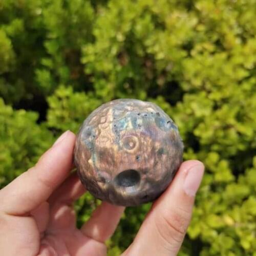 45~50mm Natural Labradorite Ball Carved Moon Sphere For Home Decoration accessories