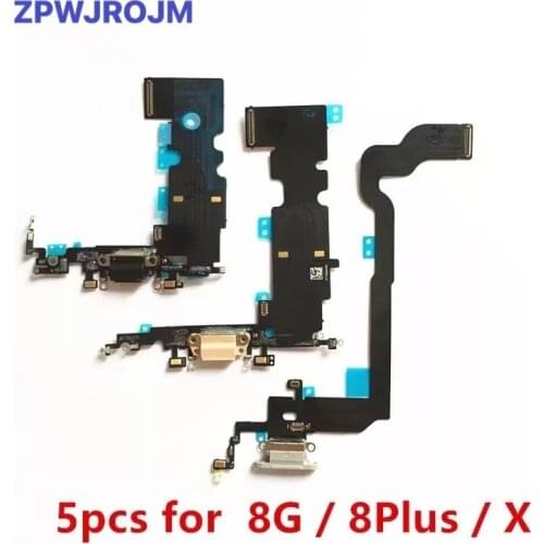 5pcs/lot Charging Port Flex Cable for iPhone 8 Plus 8G 4.7 8Plus X USB Dock Connector Charger Microphone Repair parts
