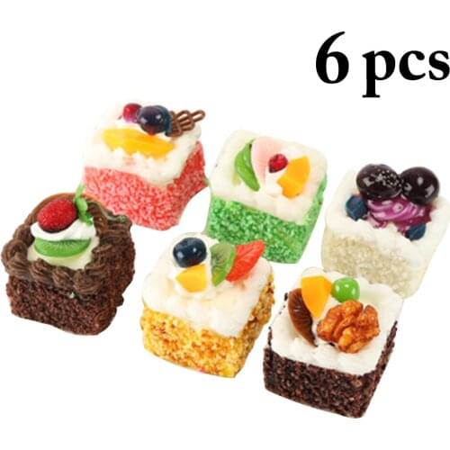 6PCS Artificial Cake Lovely Realistic Cake Prop Dessert Prop Refrigerator Magnet