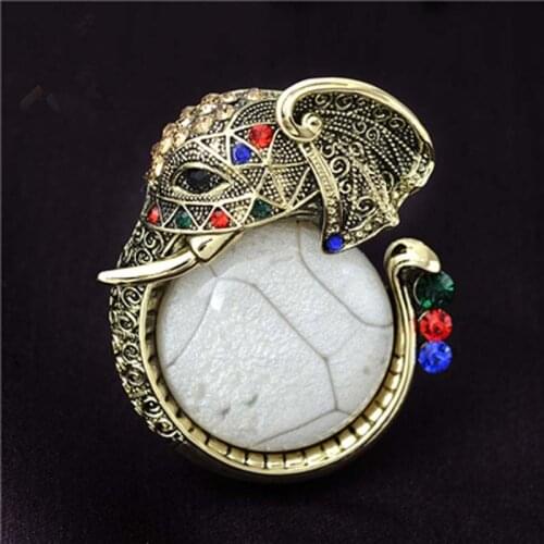2020 Fashion Jewelry Gold Metal Resin Crystal Rhinestone Elephant Brooch Broches Vintage Animal Large Brooches For Women