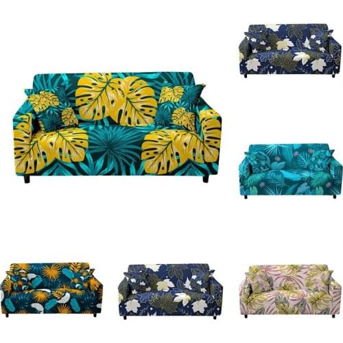 Leaves Pattern Couch Cover Sectional Elastic Slipcover For Living Room Furniture Protector-Sofa Skins Corner Sofa Cover