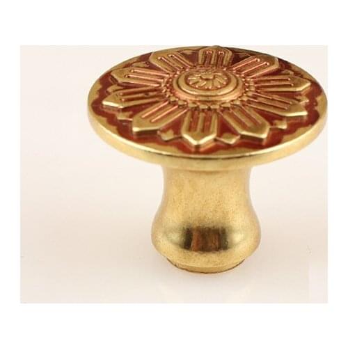 European Antique Boutique Drawer Bookcase Wardrobe Door Art Cabinet Handle Solid Brass(D:19.5mm)