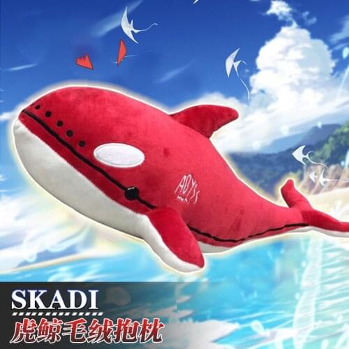 Anime Game Arknights Skadi Orcinus orca Stuffed Toys Doll Short Plush Cushion Cute Red Doll Pillow Cartoon Birthday Xmas Gifts