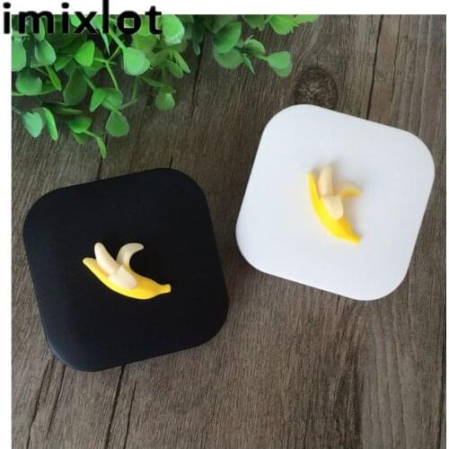IMIXLOT Cartoon Banana Pattern Travel Classic Portable Plastic Contact Lens Case for Men and Women Container Holder Lenses Box