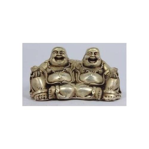 Chinese Old White Copper Handwork Buddha Statue Tibetan Silver decoration brass outlets