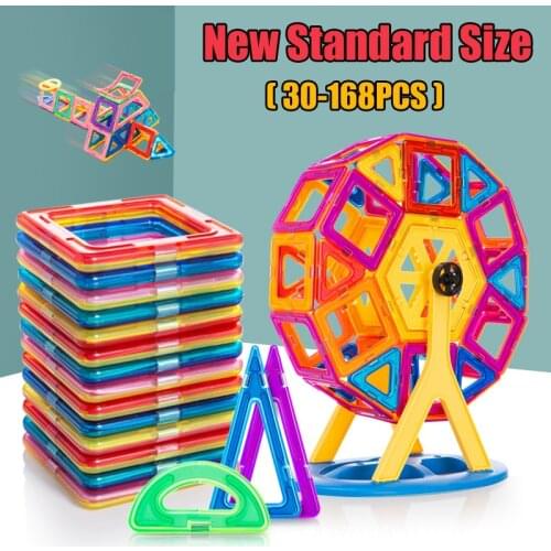 New 30-168pcs Magnetic Designer Magnet Building Blocks Accessories Educational Magnetic Constructor Toys For Children Gifts