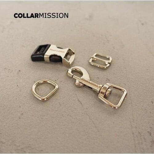 Metal buckle+adjust buckle+D ring+metal dog clasp/set) 15mm engraved buckle, We provide laser engraving service customize LOGO