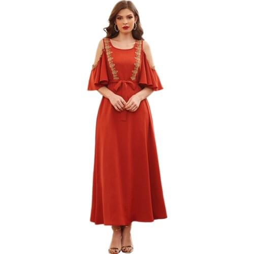 Muslim Abaya Arab Women Long Dress Party Evening Middle East Islamic Clothing Summer Turkey Dubai Kaftan Maxi Robe Gown Fashion