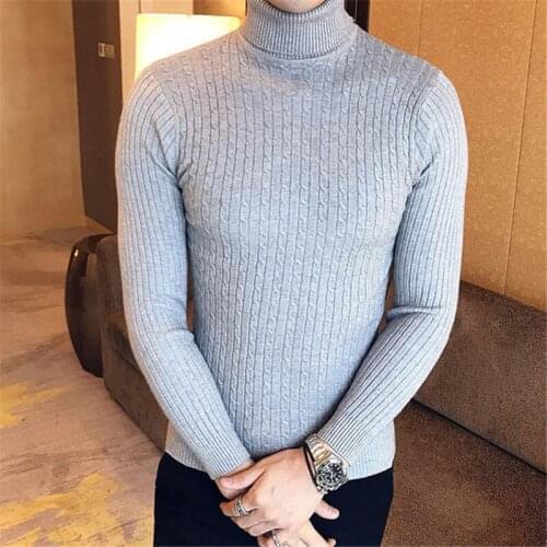 Male Double Collar Jumper Winter High Neck Thick Warm Twist Sweater Men Turtleneck Brand Sweaters Slim Fit Pullover Men Knitwear