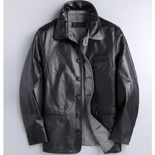 Real Cow Leather Dress Suit Jackets and Coats For Men Plus Size 4XL Real Genuine Leather Mens Coat Spring Natural Leather Blazer