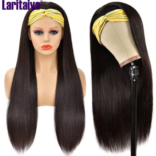Malasian Straight Hair Wigs For Black Women 100% Unprocessed Human Virgin Hair Wig With Headband Laritaiya Headband Wig