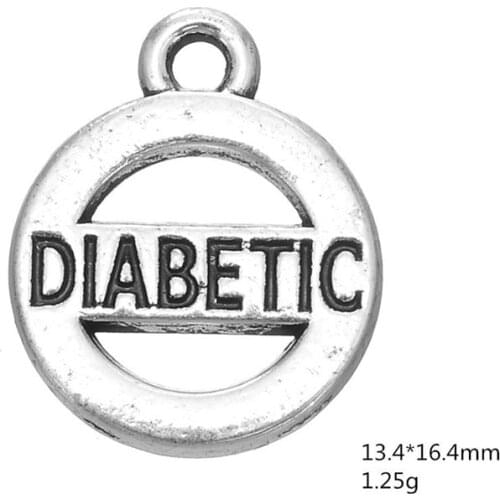 DIABETIC Medical Alert Charms Pendant in Circle Insulin Jewelry Findings Letter Engraved Metal Charms DIY Accessories