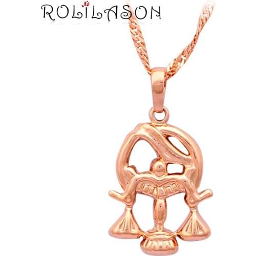 ROLILASON 12 Constellation Libra design glittering golden tone Fashion Jewelry Necklace Pendants for gift LN0447s