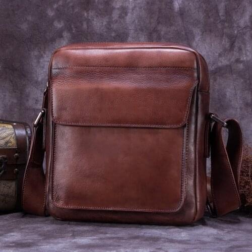 Luxury Vintage Genuine Leather Mens Shoulder Messenger Bag Men Small Crossbody Bags Handmade Cowhide Leather 2020 New Business