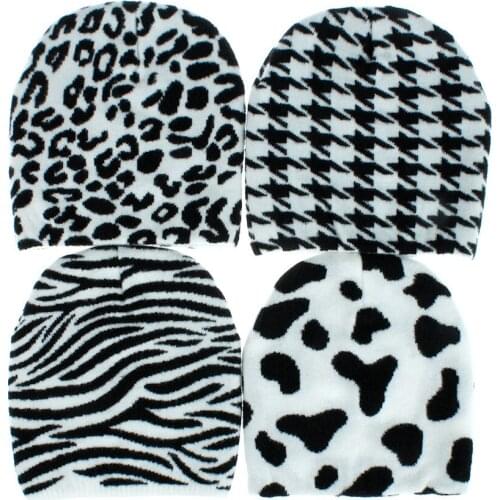Women Leopard Beanie Hats Winter Warmer ladies' Hats Fashion Leopard Print Knitted Winter Skulles Caps Hip hop hats Caps WH114