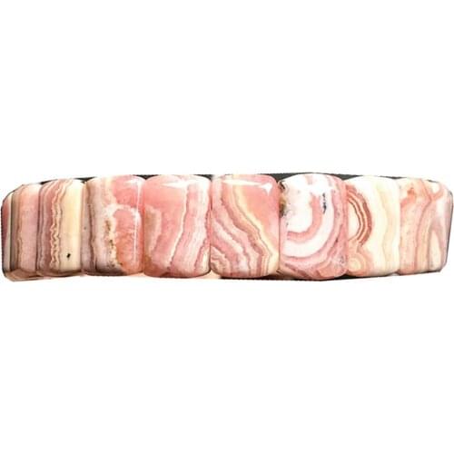 Top Natural Red Rhodochrosite Bracelet Jewelry For Woman Lady Man Crystal Lucky Gemstone Rectangle Beads Bangle Stretch AAAAA