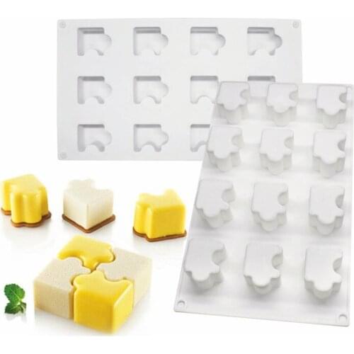 Creative 12 even puzzle French mousse mold chocolate ice cream pudding silicone mold diy baking cake mold