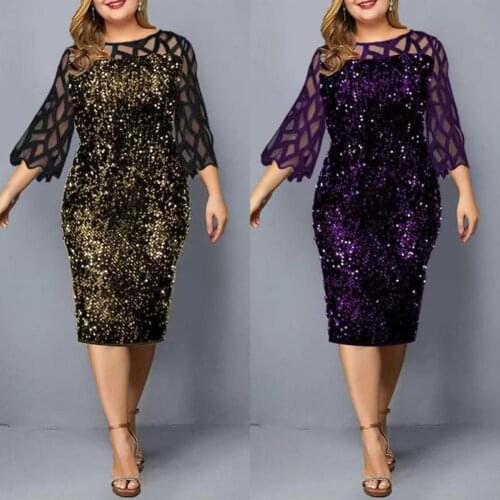 Party Dress Womens Summer Dress Elegant Sequin Evening Wedding Dress Fashion Lace Party Dress Ladies Mesh Sleeve Casual Outfit