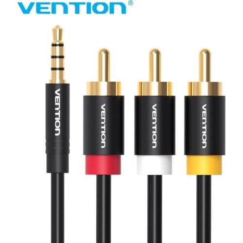 Vention 3.5mm/2.5mm Jack to 3RCA Cable 1.5m 2m Jack 3.5mm to AV Converter Cable Metal Shell for Stereo VCD DVD Computer