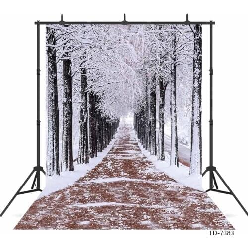 Vinyl Photography Backdrops for Photo Studio Winter Falling Snow Row of Tree Photographic Background Children Portrait Photocall