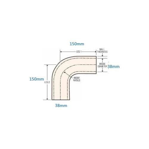 Id:38mm 90 DEGREE 150mm length Intercooler/Turbo Silicone Coupler Hose