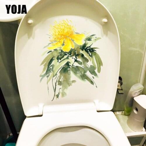 YOJA 18.4X23CM Watercolor Yellow Flower Classical Art Home Wall Stickers Mural WC Toilet Decor T1-1441