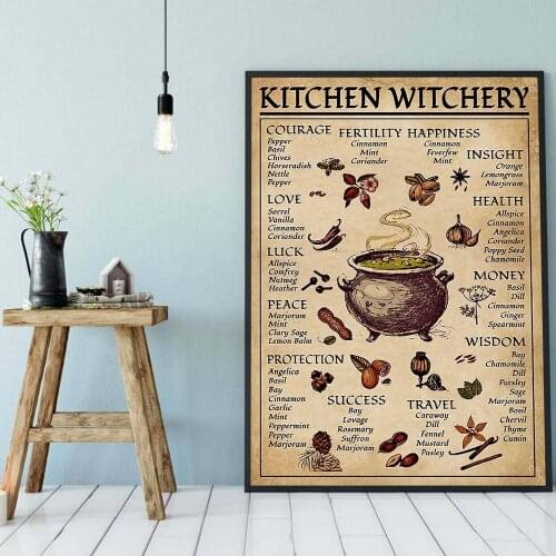 Kitchen Witchcraft Fun Posters and Prints Decoration Canvas Wall Art Witch Magic Knowledge Art Gift Home Decoration