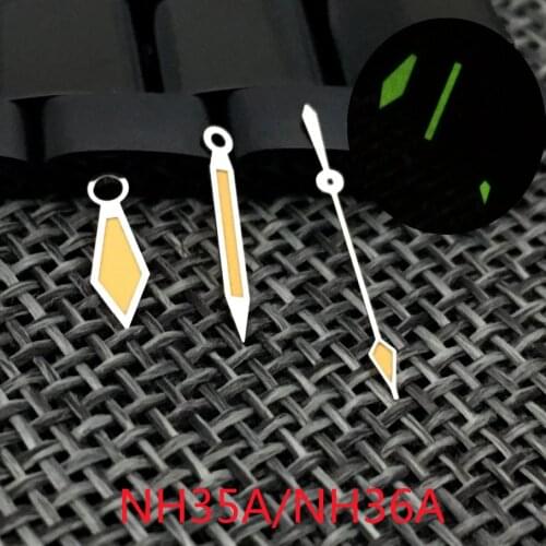 Green Luminous Middle Orange Watch Hand Needle Set fit NH35A NH36A 7s26 7s36 7s25 7s35 6r15 4r15 4r35 4r36 6309 7002 7009