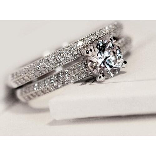 YINHED Victoria Wieck Rings Set for Women Engagement Ring Wedding Band CZ Diamant Jewelry Solid 925 Sterling Silver Ring ZR310