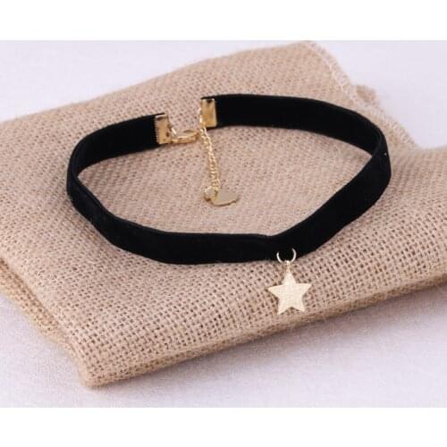1Pc New Arrival Wire Drawing Star Pendant Black Korea Velvet Rope Choker Collar Necklace Female Collier Bijoux Girls Gift