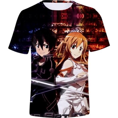 Sword Art Online Yuki Asuna 3D T-Shirts Men Women Tshirts Short Sleeve Tops SAO Kirito Kirigaya Kazuto Funny Summer Tees
