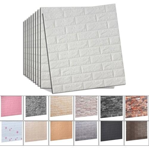 3D Embossed Wall Stickers DIY Self Adhesive Living Room Decor Foam Waterproof Wallpaper Soft Panels Home Room Decoration Decals