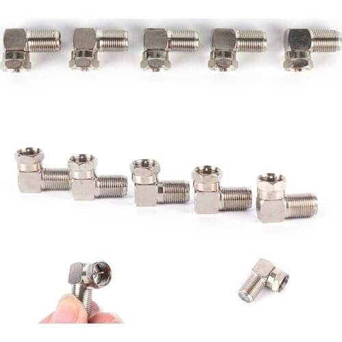 5pcs Right Angle 90 Degree Coaxial Connector Waterproof Connection F Male To F Female Adapter Connector RG6 RG5 New Sale