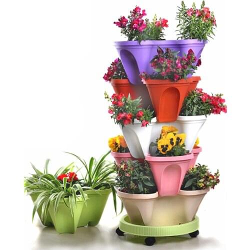6 Tier Stackable Strawberry Herb Flower Vegetable Planter Balcony kitchen Succulent Pots Home Garden Decoration
