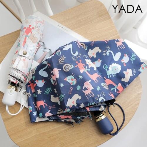 YADA New Cartoon Deer Automatic Umbrella Rain Sunny&Rainy Animal Umbrella For Women Men Windproof Folding Umbrellas YS200256