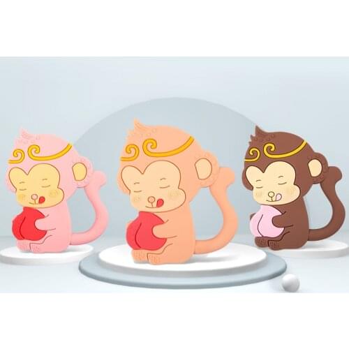 Chenkai 5PCS Silicone Monkey Teether Baby Cartoon Pacifier BPA Free For DIY Infant Nursing Bracelet Necklace Pendant Toy Gifts