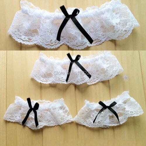 Black White Botknot Lace Floral Garter Belt Cosplay Maid Play Lingerie Wedding Party Accessories Leg Ring