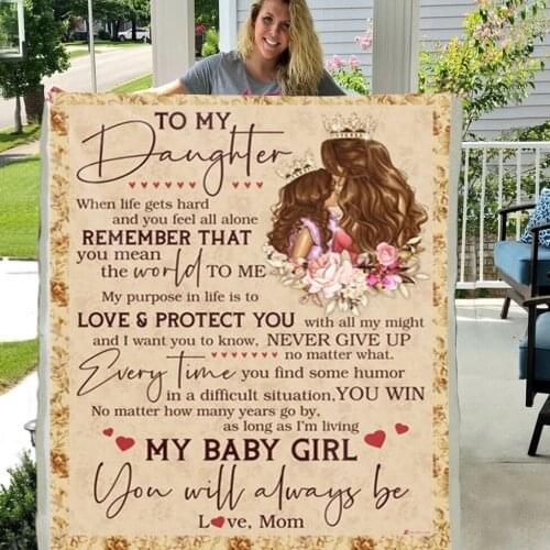 To My Daughter From Mom Remember That You Mean The World To Me Soft Throw Plush Sherpa Fleece Blanket