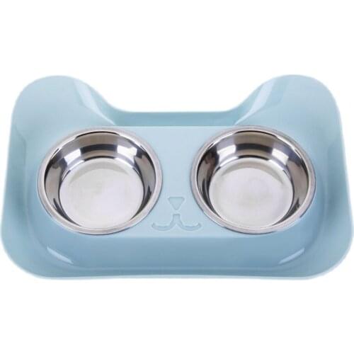 Double Pet Dog Cat Bowl 21.5CM *31CM Size Stainless Steel Two Food Bowl For Small Dog Products Feeding Cute Eating Bowl For Dogs