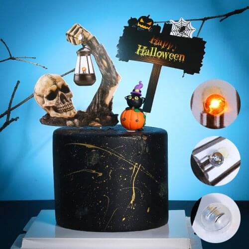 Halloween Cake Topper Sickle Haunted House Theme Cupcake Decoration Black Cat Spider Web Dress Up Cake Party Favors