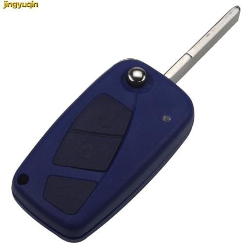 Jingyuqin 10PCS 3 Buttons Car Key Case Shell Cover for FIAT Punto Ducato Stilo Panda Idea Doblo Bravo Blue Remote Keyless